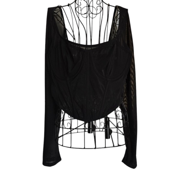 NWT By Anthropologie Long-Sleeve
Mesh Crop Top, Size XL - Picture 4 of 14